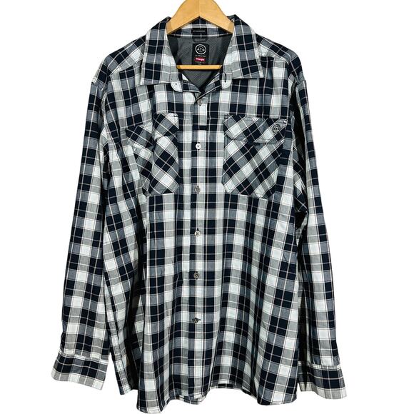 Wrangler Button Up Shirt Long Sleeve Casual Plaid Blue - XXL - Picture 1 of 4